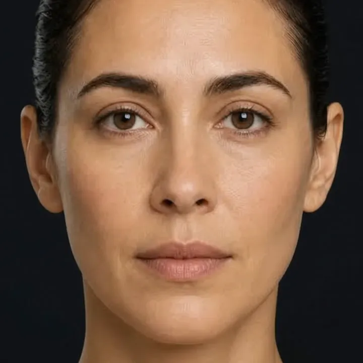 AI-generated demonstration of a face scan on a studio portrait.